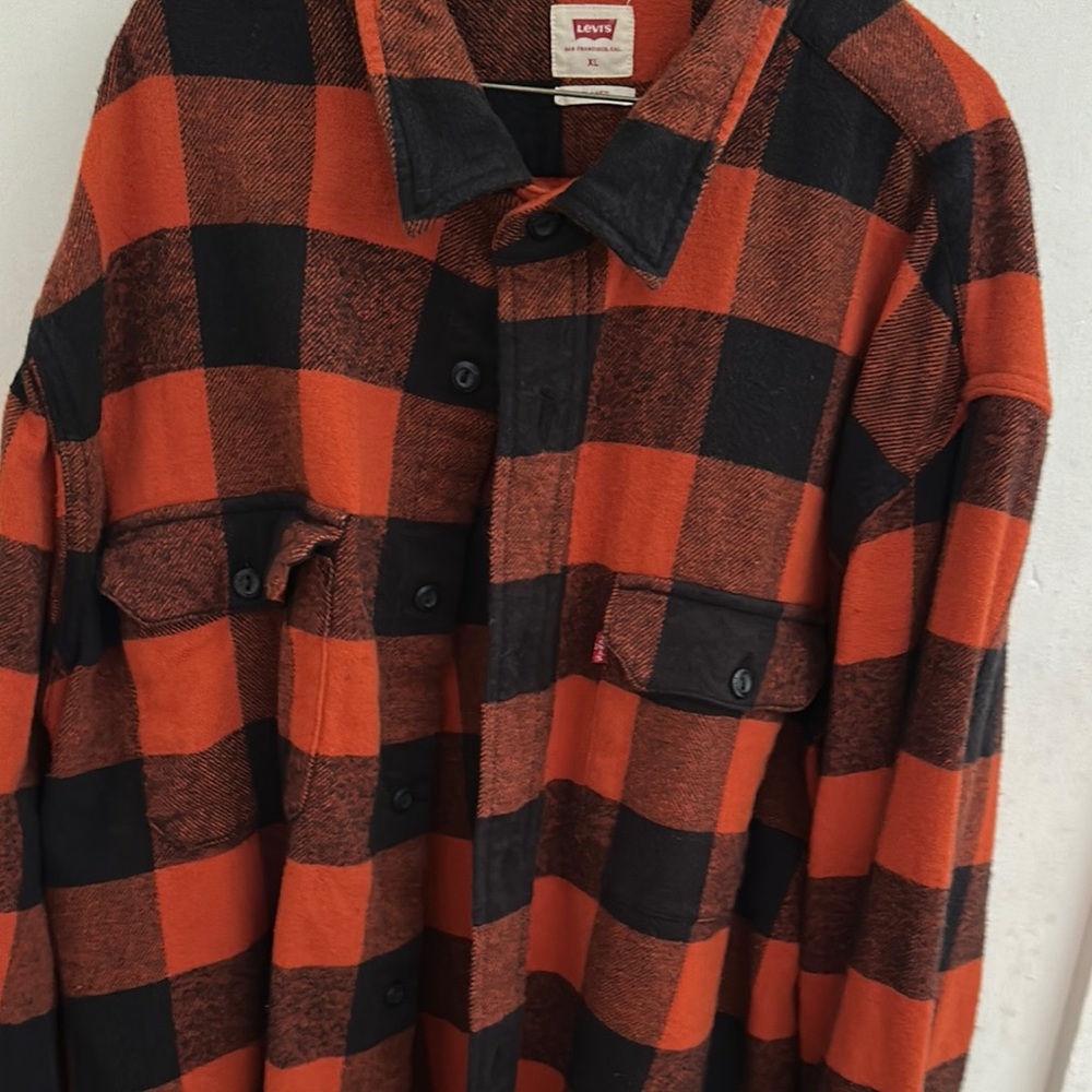 Levi's Bold Orange and Black Checkered Shirt